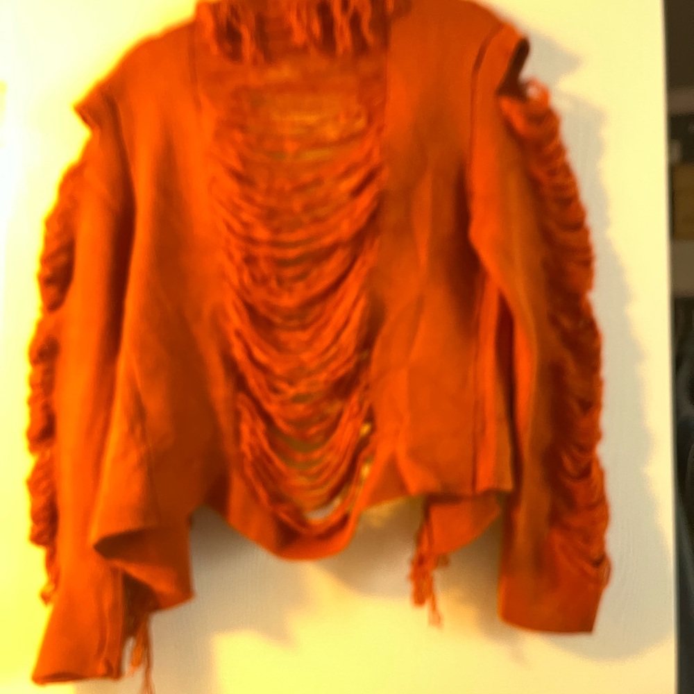 SWANK Rust Fringed Sweater - Picture 3 of 7